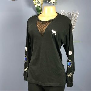 PINK VS Fishnet V Campus Long Sleeve Tee